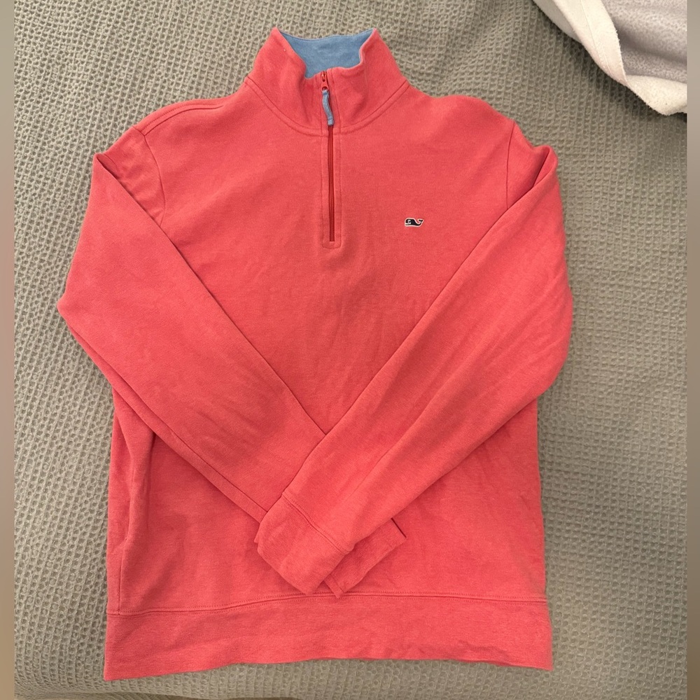 Men's Coral Half-Zip Sweater